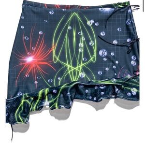New Cosmic Factory Obsidian Bubble Graphic Women's Skirt Handmade Velvet